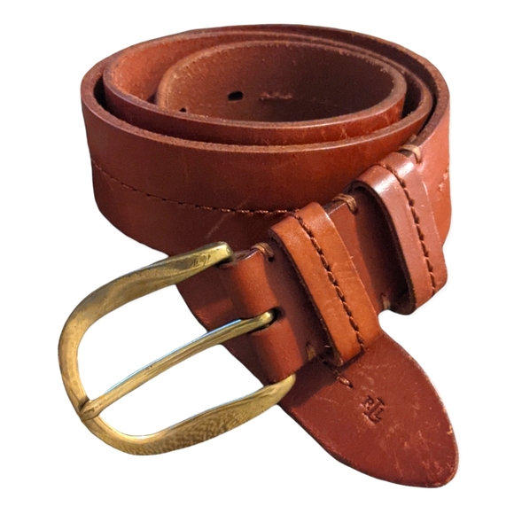 Ralph Lauren Accessories - VTG Lauren Ralph Lauren Leather Belt Brass Buckle